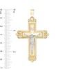 Thumbnail Image 2 of Men's Multi-Finished Fleur-de-Lis Crucifix Necklace Charm in 10K Two-Tone Gold