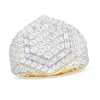 Thumbnail Image 1 of Men's 3-7/8 CT. T.W. Baguette and Round Composite Diamond Hexagonal Frame Multi-Row Geometric Ring in 10K White Gold