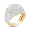 Thumbnail Image 3 of Men's 3-7/8 CT. T.W. Baguette and Round Composite Diamond Hexagonal Frame Multi-Row Geometric Ring in 10K White Gold