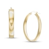 Made in Italy 38.0mm Square Flat Tube Oval Hoop Earrings in 14K Gold