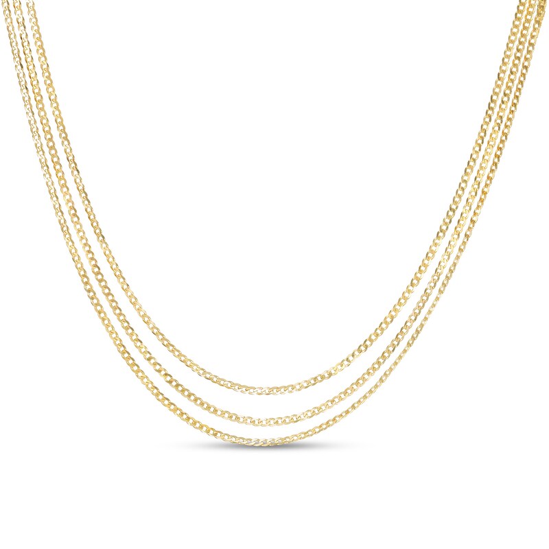 Main Image 1 of 1.95mm Triple Strand Curb Chain Necklace in 10K Gold