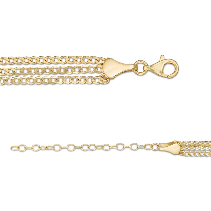 Main Image 3 of 1.95mm Triple Strand Curb Chain Necklace in 10K Gold