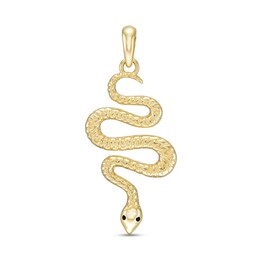 Men's Textured Slithering Snake Necklace Charm in 10K Gold