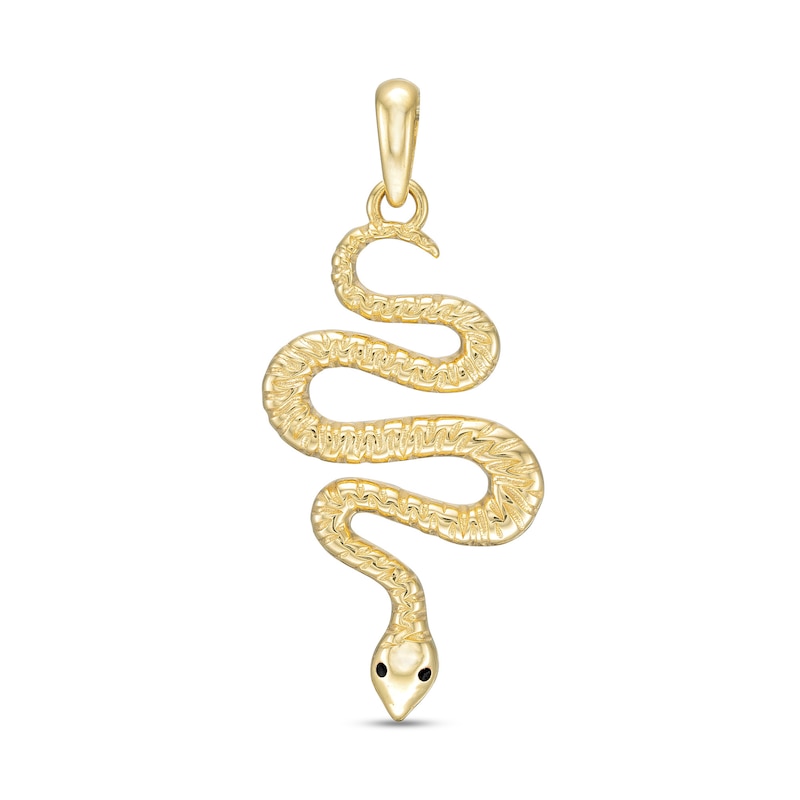 Main Image 1 of Textured Slithering Snake Necklace Charm in 10K Gold
