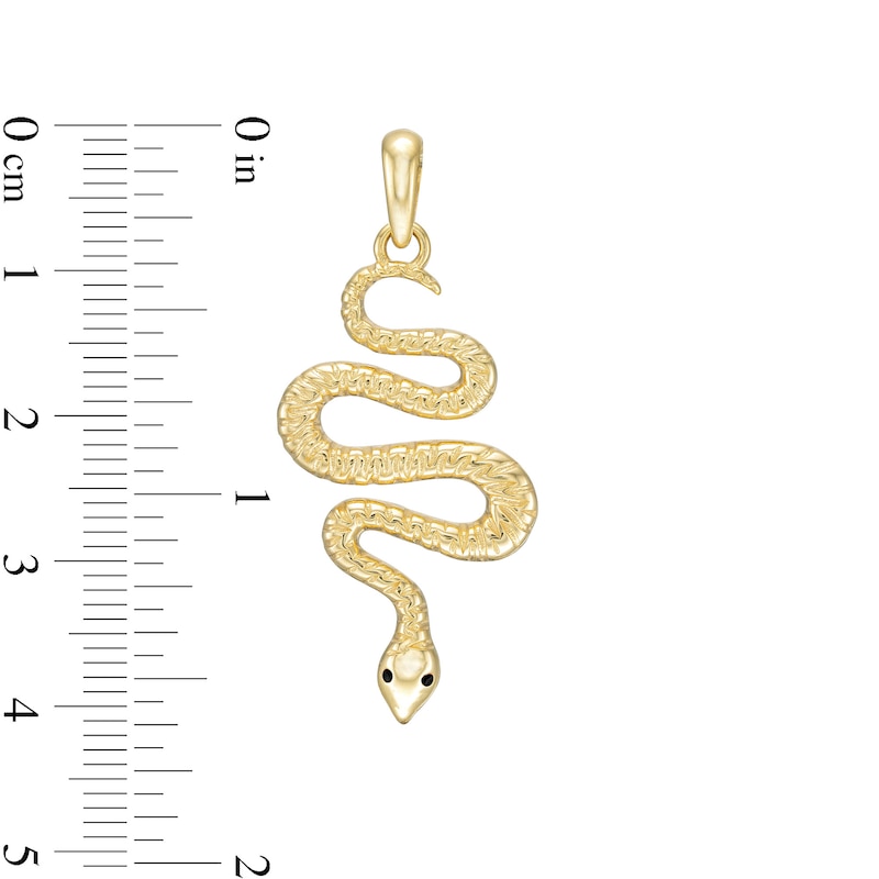 Main Image 2 of Textured Slithering Snake Necklace Charm in 10K Gold