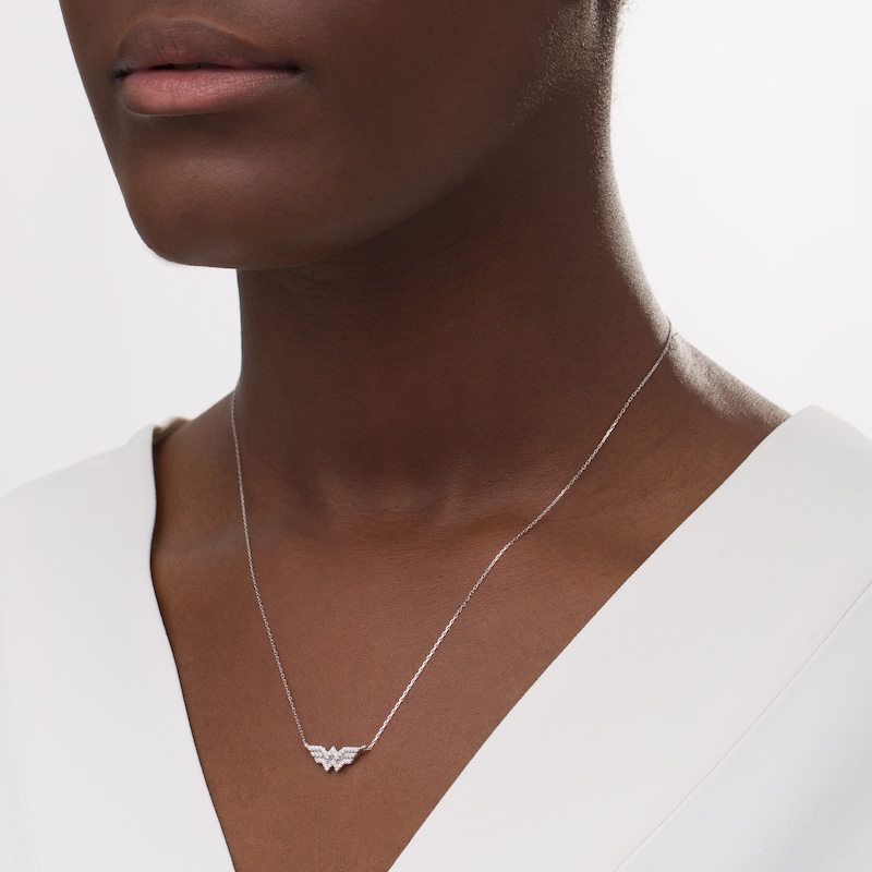 Main Image 2 of Wonder Woman™ Collection 1/10 CT. T.W. Diamond Symbol Necklace in Sterling Silver - 16"