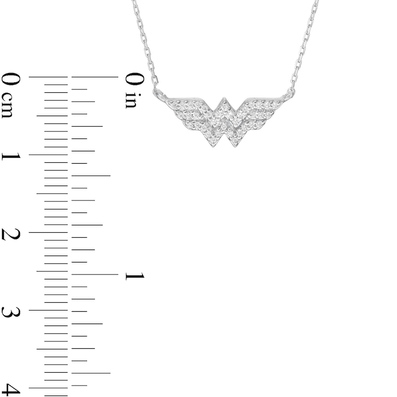 Main Image 3 of Wonder Woman™ Collection 1/10 CT. T.W. Diamond Symbol Necklace in Sterling Silver - 16"