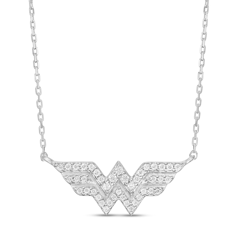 Main Image 1 of Wonder Woman™ Collection 1/6 CT. T.W. Diamond Symbol Necklace in Sterling Silver - 18"