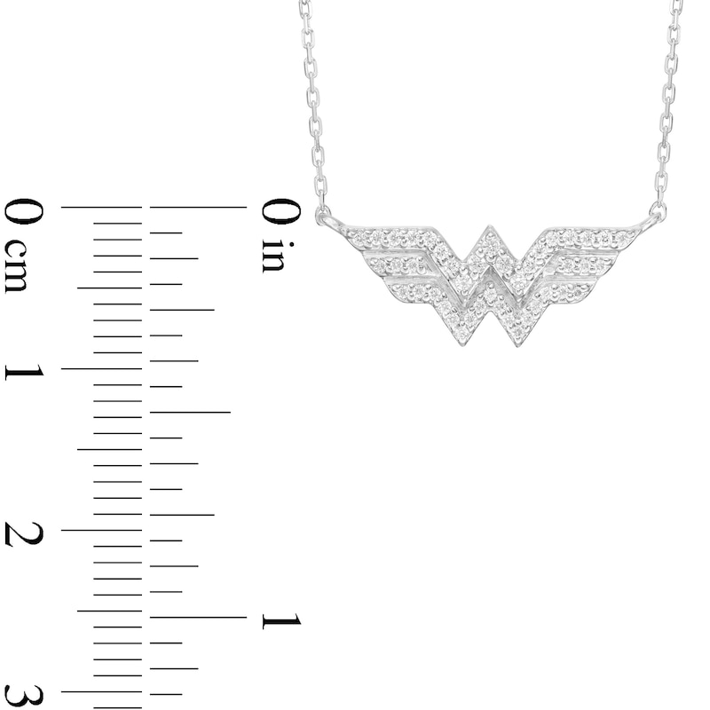 Main Image 3 of Wonder Woman™ Collection 1/6 CT. T.W. Diamond Symbol Necklace in Sterling Silver - 18"