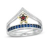 Thumbnail Image 1 of Wonder Woman™ Collection Blue Sapphire, Garnet and Diamond Tiara Ring in Sterling Silver and 10K Gold