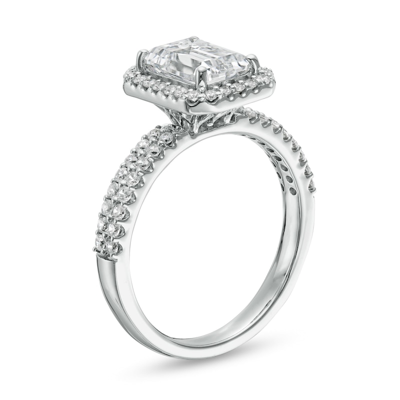 2 CT. T.W. Certified Lab-Created Emerald-Cut Diamond Frame Engagement Ring in 14K White Gold (F/VS2)