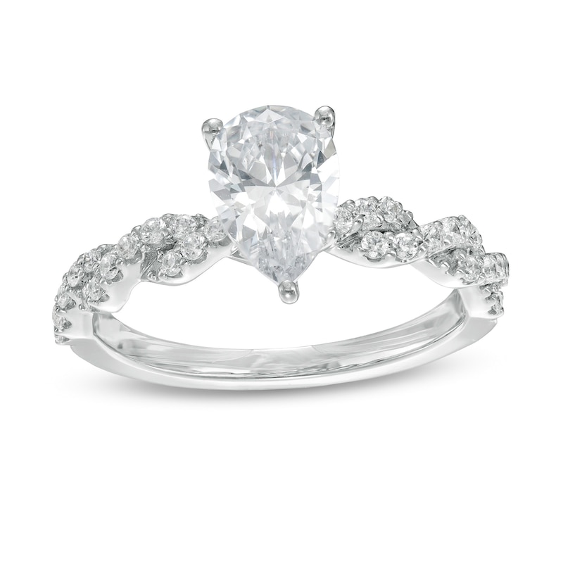 Main Image 1 of 2 CT. T.W. Certified Lab-Grown Pear-Shaped Diamond Twist Shank Engagement Ring in 14K White Gold (F/VS2)