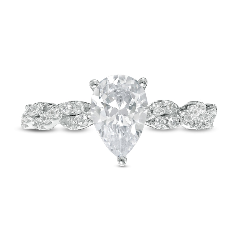 Main Image 4 of 2 CT. T.W. Certified Lab-Grown Pear-Shaped Diamond Twist Shank Engagement Ring in 14K White Gold (F/VS2)