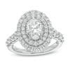 Thumbnail Image 0 of 2-3/4 CT. T.W. Certified Lab-Created Oval Diamond Double Frame Engagement Ring in 14K White Gold (F/VS2)