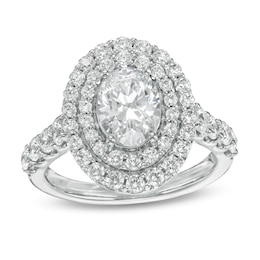 2-3/4 CT. T.W. Certified Lab-Created Oval Diamond Double Frame Engagement Ring in 14K White Gold (F/VS2)