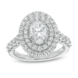 2-3/4 CT. T.W. Certified Lab-Grown Oval Diamond Double Frame Engagement Ring in 14K White Gold (F/VS2)