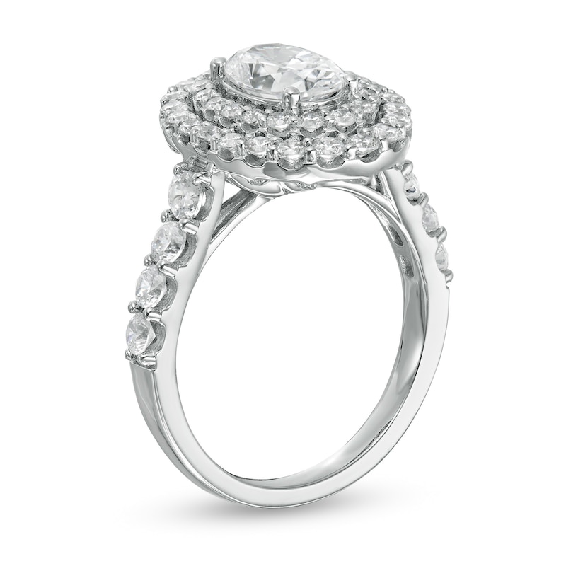 2-3/4 CT. T.W. Certified Lab-Created Oval Diamond Double Frame Engagement Ring in 14K White Gold (F/VS2)