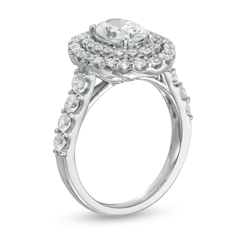 Main Image 3 of 2-3/4 CT. T.W. Certified Lab-Grown Oval Diamond Double Frame Engagement Ring in 14K White Gold (F/VS2)