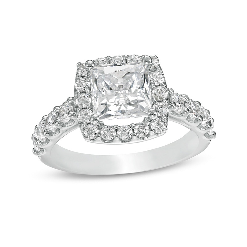 Main Image 1 of 2-1/2 CT. T.W. Certified Lab-Grown Princess-Cut Diamond Frame Engagement Ring in 14K White Gold (F/VS2)