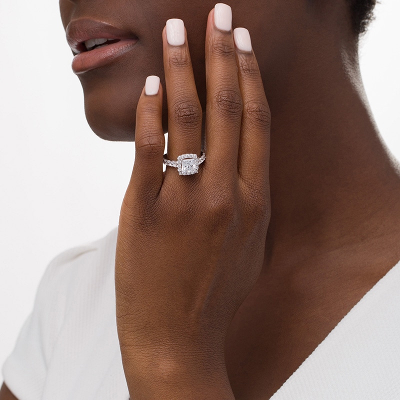 Main Image 2 of 2-1/2 CT. T.W. Certified Lab-Grown Princess-Cut Diamond Frame Engagement Ring in 14K White Gold (F/VS2)