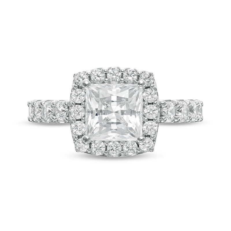 Main Image 4 of 2-1/2 CT. T.W. Certified Lab-Grown Princess-Cut Diamond Frame Engagement Ring in 14K White Gold (F/VS2)