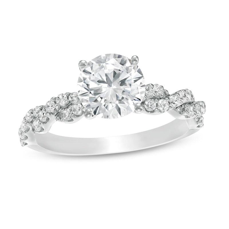 Main Image 1 of 2-1/5 CT. T.W. Certified Lab-Grown Diamond Twist Shank Engagement Ring in 14K White Gold (F/VS2)