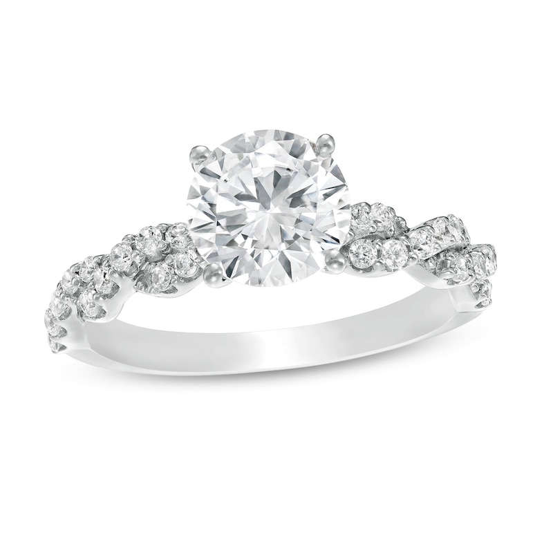 2-1/5 CT. T.W. Certified Lab-Created Diamond Twist Shank Engagement Ring in 14K White Gold (F/VS2)