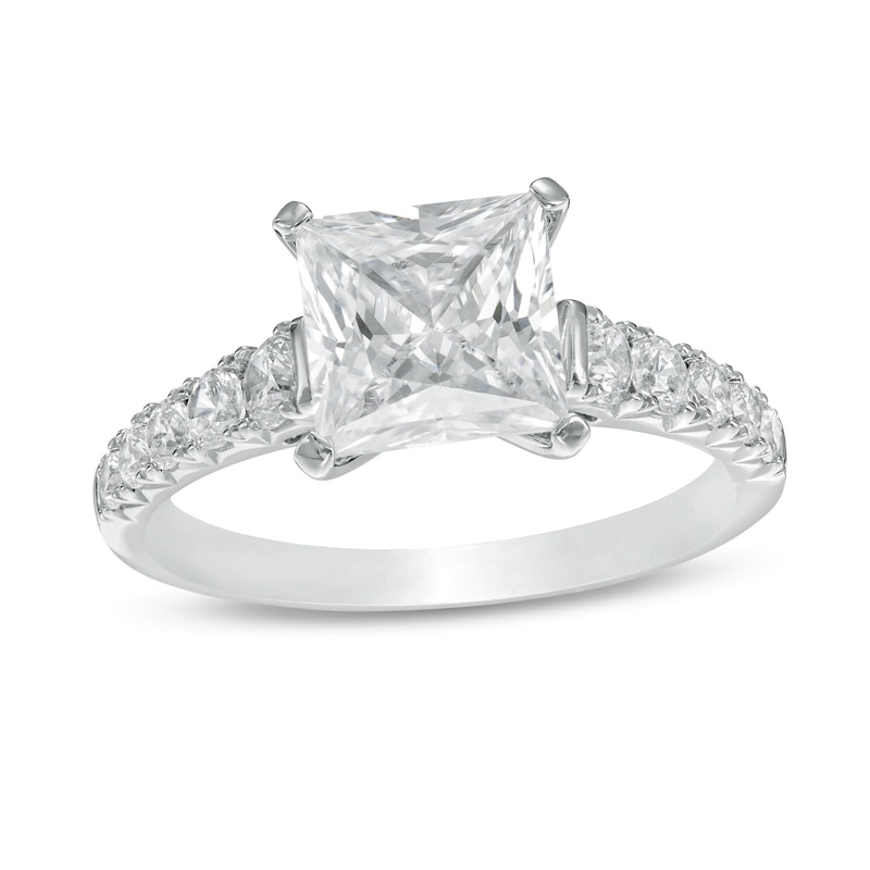 Main Image 1 of 2-1/2 CT. T.W. Certified Princess-Cut Lab-Grown Diamond Engagement Ring in 14K White Gold (F/VS2)