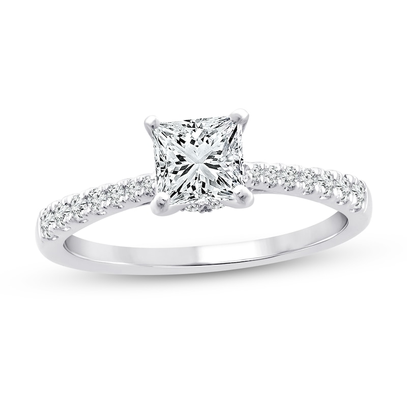 Main Image 1 of 1-1/5 CT. T.W. Princess-Cut Certified Diamond Engagement Ring in 14K White Gold (I/SI2)
