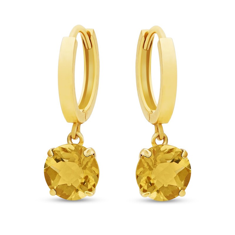 6.0mm Citrine Solitaire Drop Earrings in 14K Gold