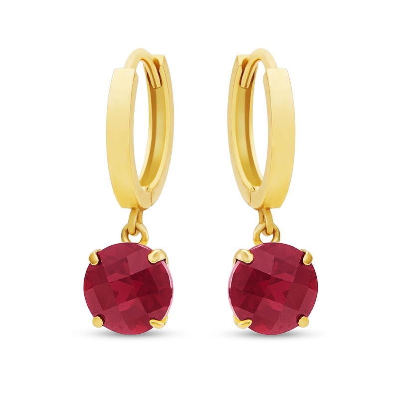 6.0mm Lab-Created Ruby Solitaire Drop Earrings in 14K Gold