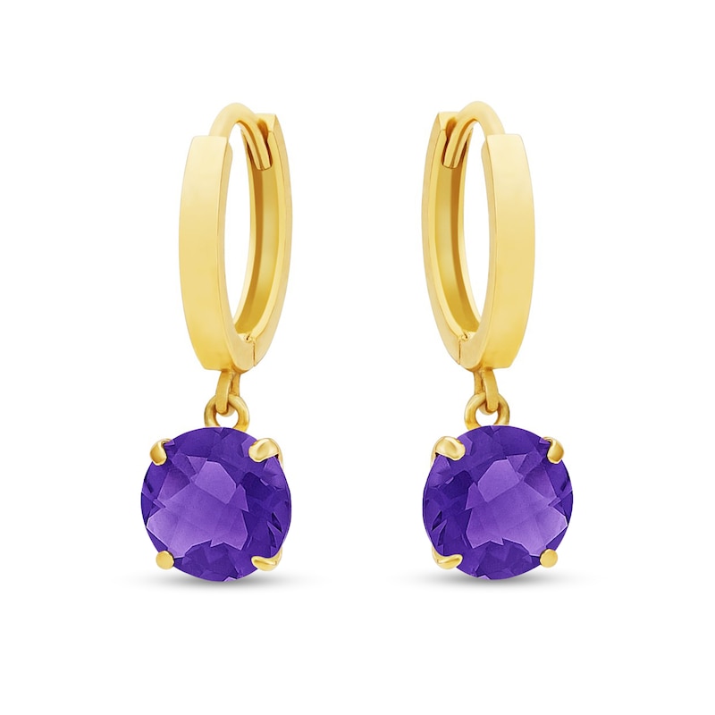 6.0mm Amethyst Solitaire Drop Earrings in 14K Gold