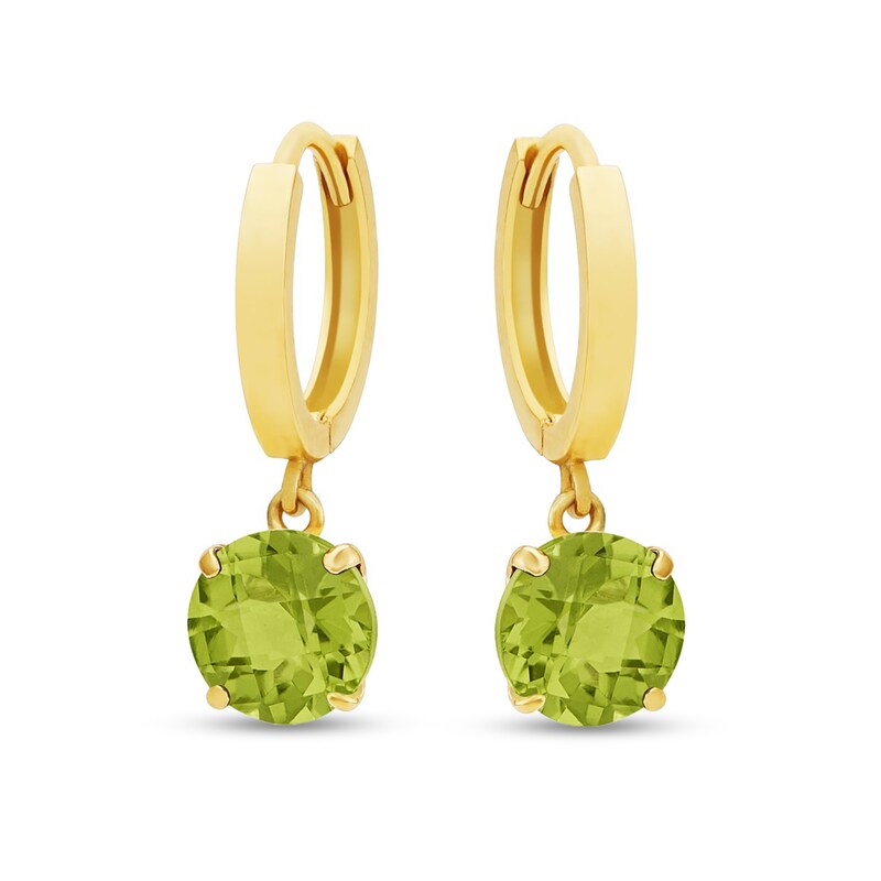 6.0mm Peridot Solitaire Drop Earrings in 14K Gold