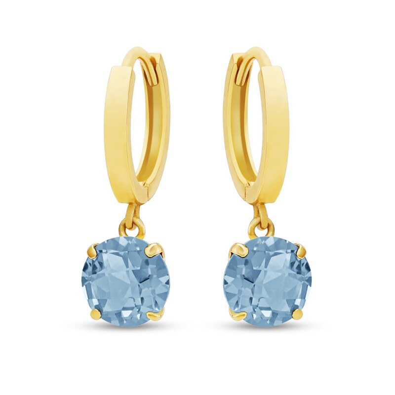 6.0mm Swiss Blue Topaz Solitaire Drop Earrings in 14K Gold