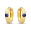 Blue Lab-Created Sapphire Channel-Set Solitaire Huggie Hoop Earrings in 14K Gold