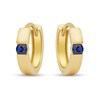 Thumbnail Image 1 of Blue Lab-Created Sapphire Channel-Set Solitaire Huggie Hoop Earrings in 14K Gold