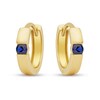 Thumbnail Image 0 of Blue Lab-Created Sapphire Channel-Set Solitaire Huggie Hoop Earrings in 14K Gold