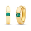 Lab-Created Emerald Channel-Set Solitaire Huggie Hoop Earrings in 14K Gold
