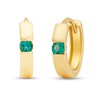 Thumbnail Image 0 of Lab-Created Emerald Channel-Set Solitaire Huggie Hoop Earrings in 14K Gold