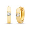 Thumbnail Image 1 of Aquamarine Channel-Set Solitaire Huggie Hoop Earrings in 14K Gold