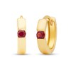 Thumbnail Image 0 of Garnet Channel-Set Solitaire Huggie Hoop Earrings in 14K Gold