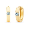 Swiss Blue Topaz Channel-Set Solitaire Huggie Hoop Earrings in 14K Gold