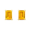 Emerald-Cut Citrine Solitaire Stud Earrings in 14K Gold