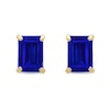 Emerald-Cut Blue Lab-Created Sapphire Solitaire Stud Earrings in 14K Gold