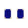 Thumbnail Image 1 of Emerald-Cut Blue Lab-Created Sapphire Solitaire Stud Earrings in 14K Gold