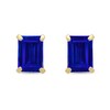 Thumbnail Image 0 of Emerald-Cut Blue Lab-Created Sapphire Solitaire Stud Earrings in 14K Gold