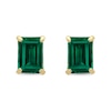 Emerald-Cut Lab-Created Emerald Solitaire Stud Earrings in 14K Gold
