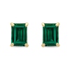 Thumbnail Image 0 of Emerald-Cut Lab-Created Emerald Solitaire Stud Earrings in 14K Gold