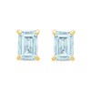 Thumbnail Image 1 of Emerald-Cut Aquamarine Solitaire Stud Earrings in 14K Gold