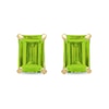 Thumbnail Image 0 of Emerald-Cut Peridot Solitaire Stud Earrings in 14K Gold